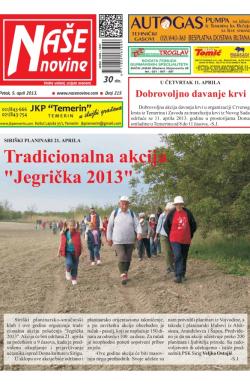 Naše novine, Temerin - broj 215, 5. apr 2013.