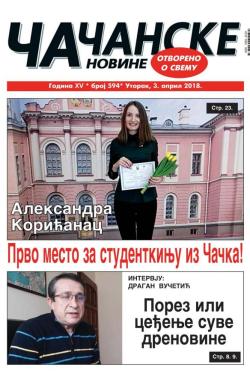 Čačanske novine - broj 594, 3. apr 2018.