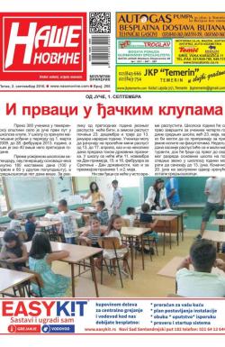 Naše novine, Temerin - broj 255, 2. sep 2016.