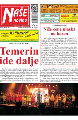 Naše novine, Temerin - broj 232, 27. jun 2014.