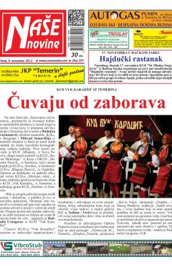 Naše novine, Temerin - broj 207, 9. nov 2012.