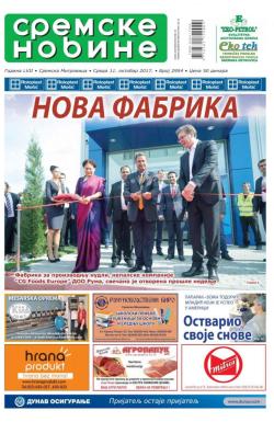 Sremske Novine - broj 2954, 11. okt 2017.