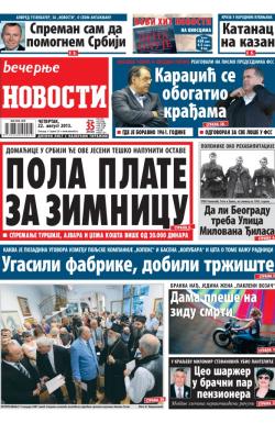 Večernje novosti - broj 1007, 22. avg 2013.