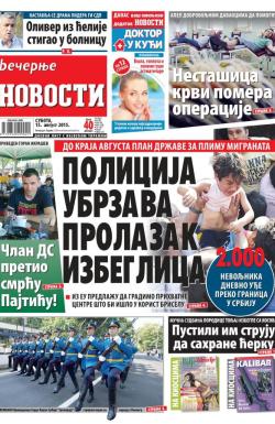 Večernje novosti - broj 1620, 15. avg 2015.
