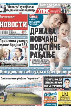 Večernje novosti - broj 1561, 17. jun 2015.