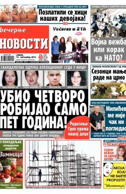 Večernje novosti - broj 1287, 13. sep 2014.