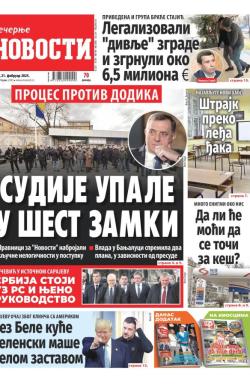 Večernje novosti - broj 5297, 21. feb 2025.