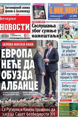 Večernje novosti - broj 3169, 4. dec 2018.