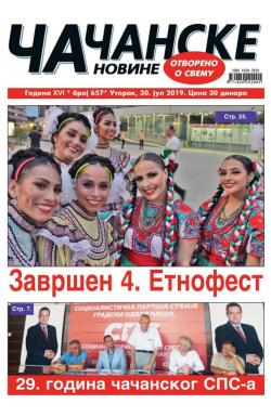 Čačanske novine - broj 657, 30. jul 2019.