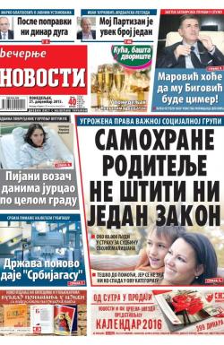 Večernje novosti - broj 1750, 21. dec 2015.
