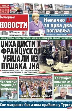 Večernje novosti - broj 1727, 28. nov 2015.