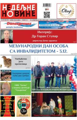 Nedeljne novine, B. Palanka - broj 2620, 3. dec 2016.