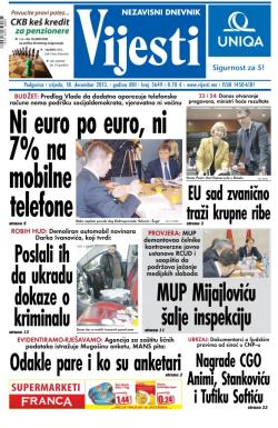 Vijesti - broj 5649, 18. dec 2013.