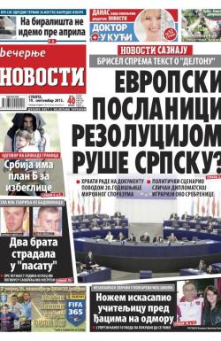 Večernje novosti - broj 1655, 19. sep 2015.