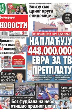Večernje novosti - broj 3788, 27. nov 2020.