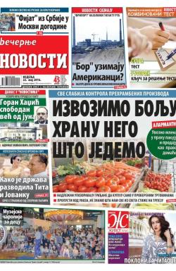 Večernje novosti - broj 1897, 22. maj 2016.