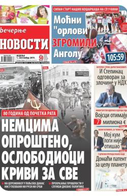 Večernje novosti - broj 3351, 1. sep 2019.
