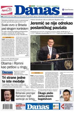 Danas - broj 5498, 18. okt 2012.