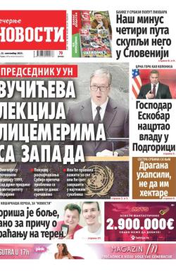 Večernje novosti - broj 4794, 22. sep 2023.