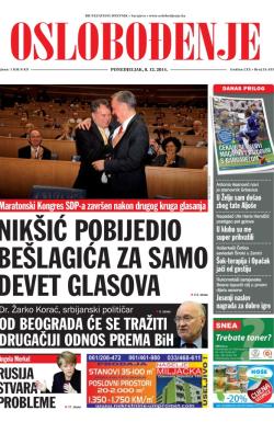 Oslobođenje - broj 24.433, 8. dec 2014.