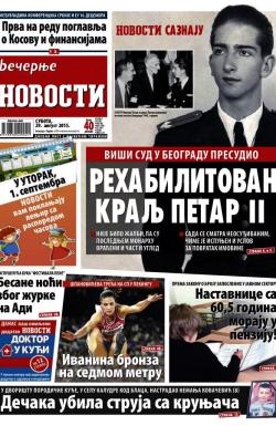 Večernje novosti - broj 1634, 29. avg 2015.