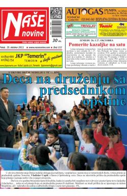 Naše novine, Temerin - broj 222, 25. okt 2013.