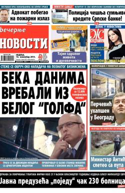 Večernje novosti - broj 1351, 16. nov 2014.