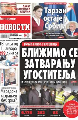 Večernje novosti - broj 3791, 30. nov 2020.