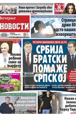 Večernje novosti - broj 2718, 3. sep 2017.