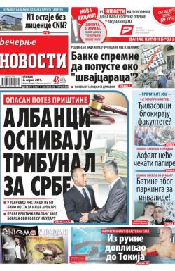 Večernje novosti - broj 3204, 2. apr 2019.