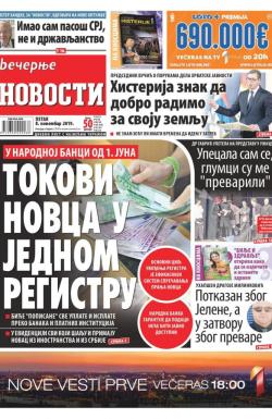 Večernje novosti - broj 3419, 8. nov 2019.