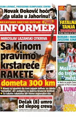 Informer - broj 1951, 20. sep 2018.