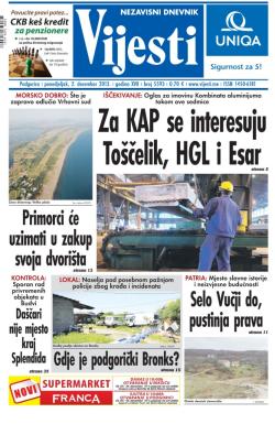 Vijesti - broj 5593, 2. dec 2013.