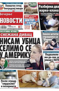 Večernje novosti - broj 1706, 7. nov 2015.