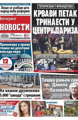 Večernje novosti - broj 1713, 14. nov 2015.