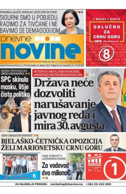 Dnevne novine - broj 2766, 24. avg 2020.