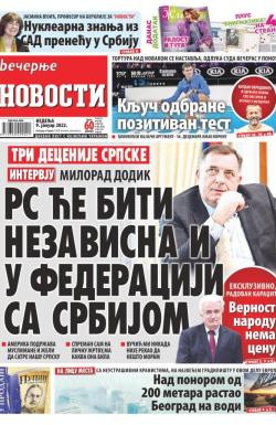 Večernje novosti - broj 4187, 9. jan 2022.