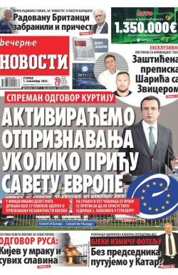 Večernje novosti - broj 4478, 1. nov 2022.