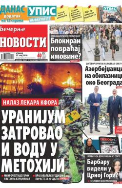 Večernje novosti - broj 2973, 22. maj 2018.