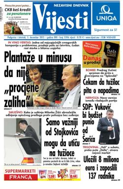 Vijesti - broj 5596, 5. dec 2013.