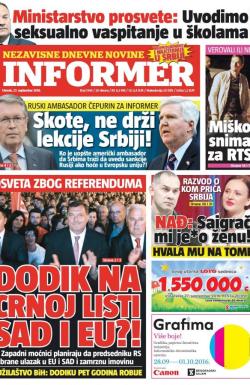 Informer - broj 1344, 27. sep 2016.