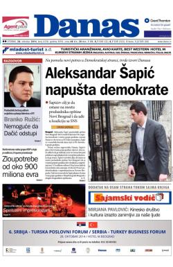 Danas - broj 6238, 28. okt 2014.
