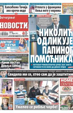 Večernje novosti - broj 1501, 17. apr 2015.