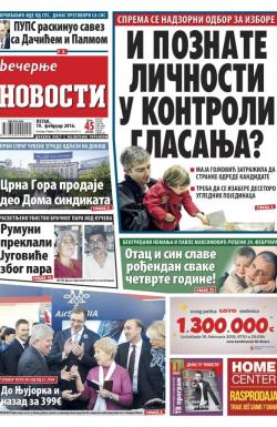 Večernje novosti - broj 1806, 19. feb 2016.