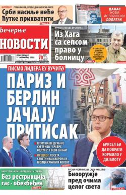 Večernje novosti - broj 4421, 5. sep 2022.