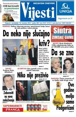 Vijesti - broj 5579, 18. nov 2013.
