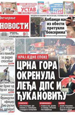 Večernje novosti - broj 3700, 31. avg 2020.
