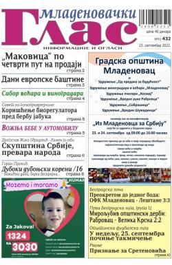 Mladenovački Glas - broj 432, 23. sep 2022.