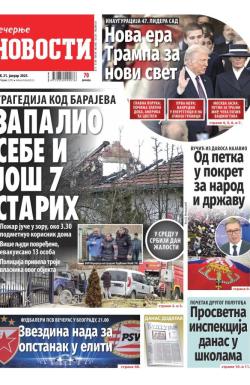 Večernje novosti - broj 5268, 21. jan 2025.