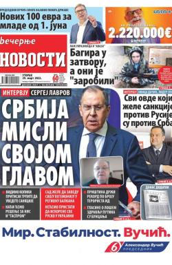 Večernje novosti - broj 4265, 29. mar 2022.